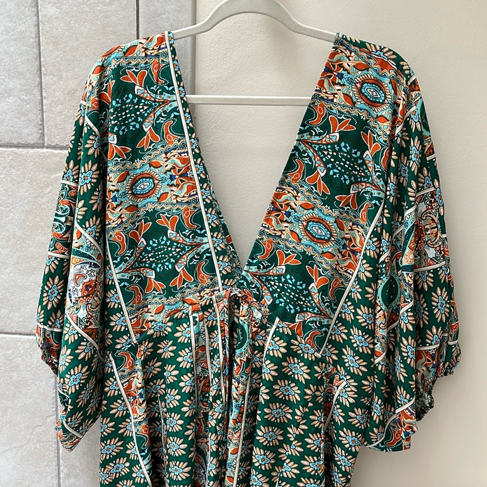 Floral Green Bohemian Dress